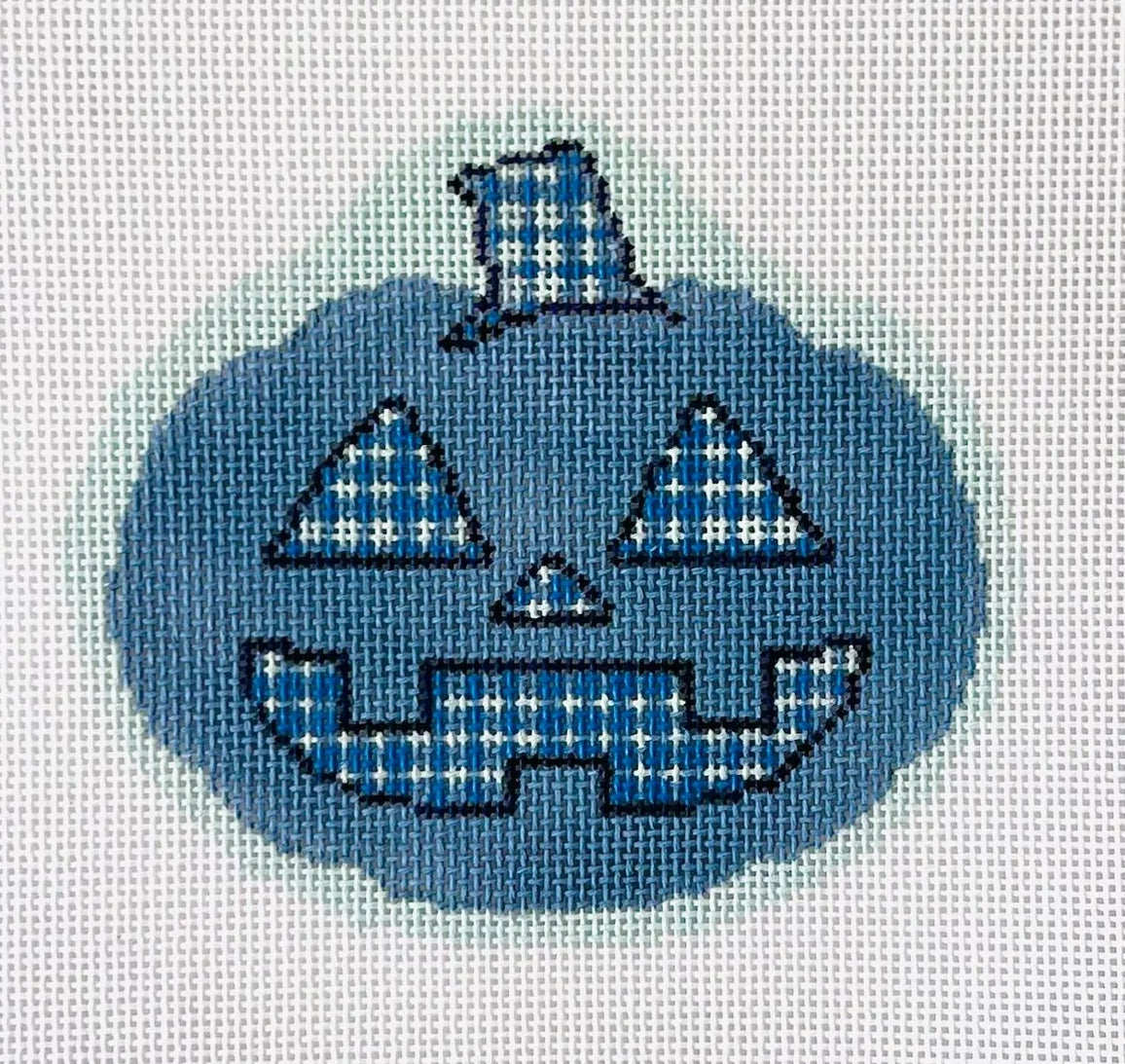 KCD1971 - Plaid PUmpkin Ornament - Blue