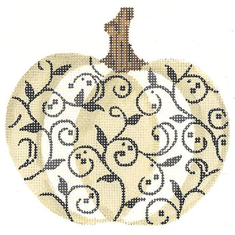 KCN1563 - Ivory and Charcoal Scroll Pumpkin