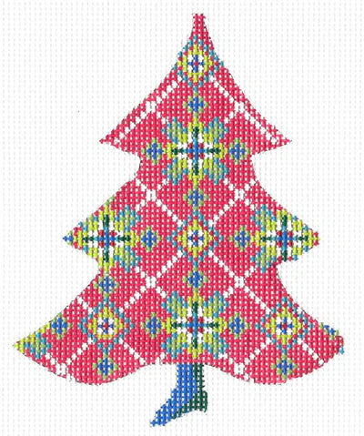 KCNT012-18 - Red Scandinavian Snowflake Tree and Stitch Guide