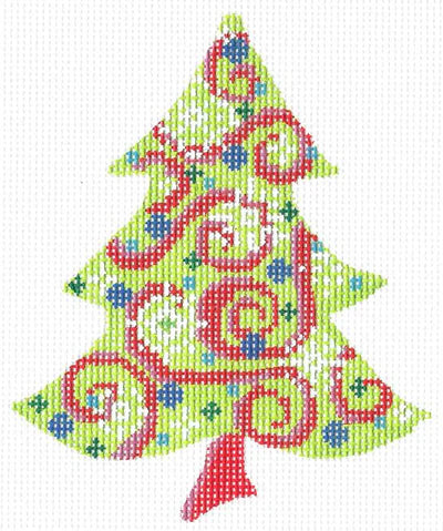 KCNT001-18 - Chartreuse Swirlz-n-Snowflakes Tree