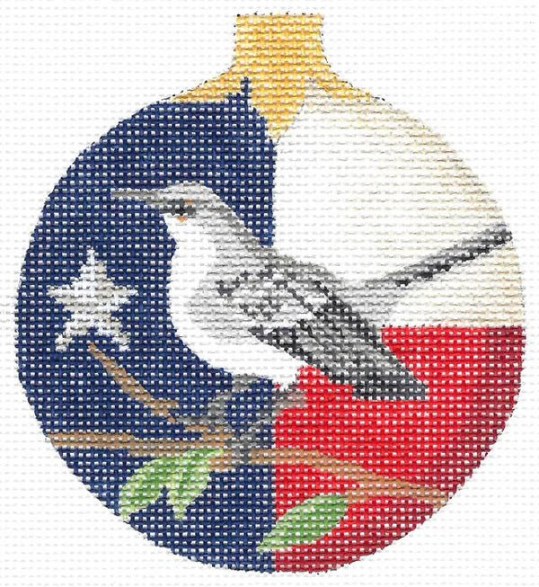 KCNTX10 - Lone Star with Mockingbird Round Ornament