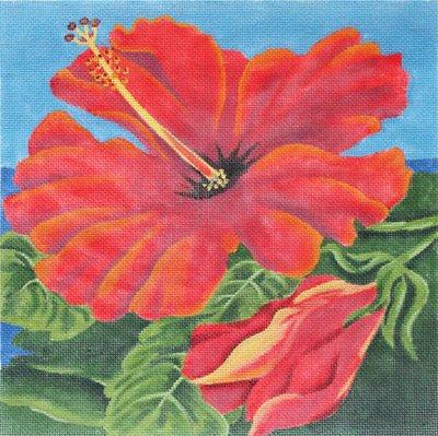 KDUKES607 - Floral:  Crimson Hibiscus