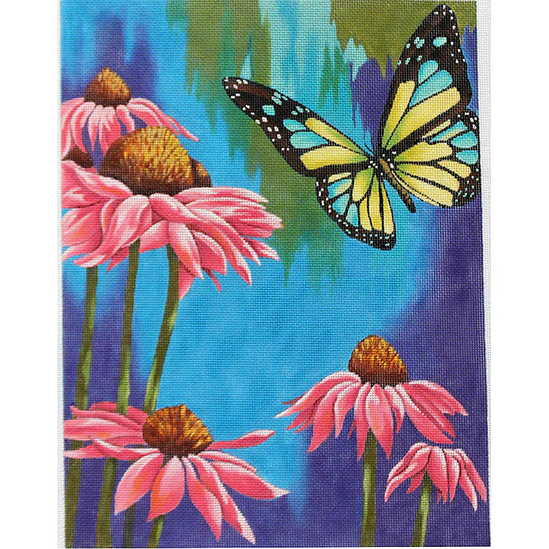 KDUKES621 - Pink Daisies and Butterfly