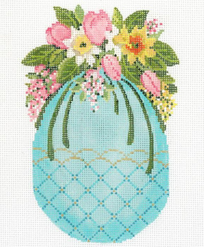 KEA09-18 - Turquoise Egg with Tulip Cascade