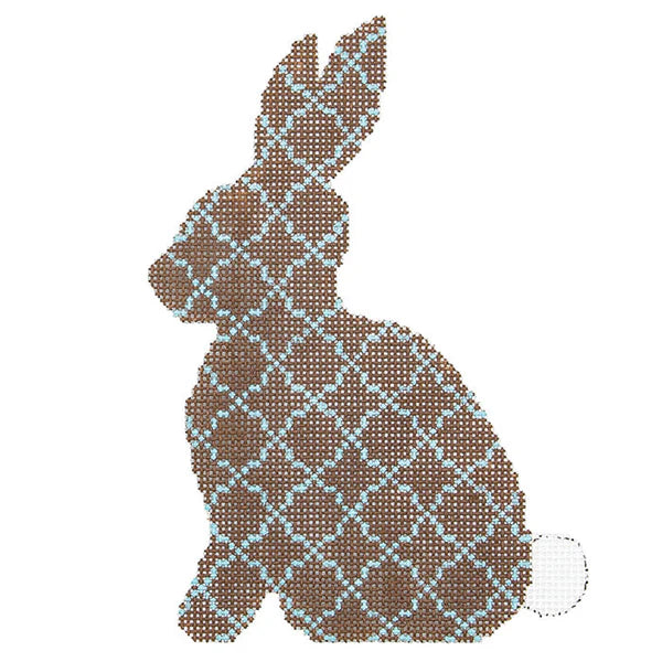 KEA64-18 - Chocolate and Aqua Quatrefoil Standing Hare