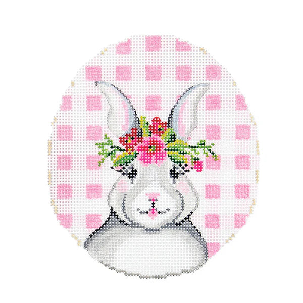 KEA70-18 - Bunny with Flower Crown on Pink Gingham