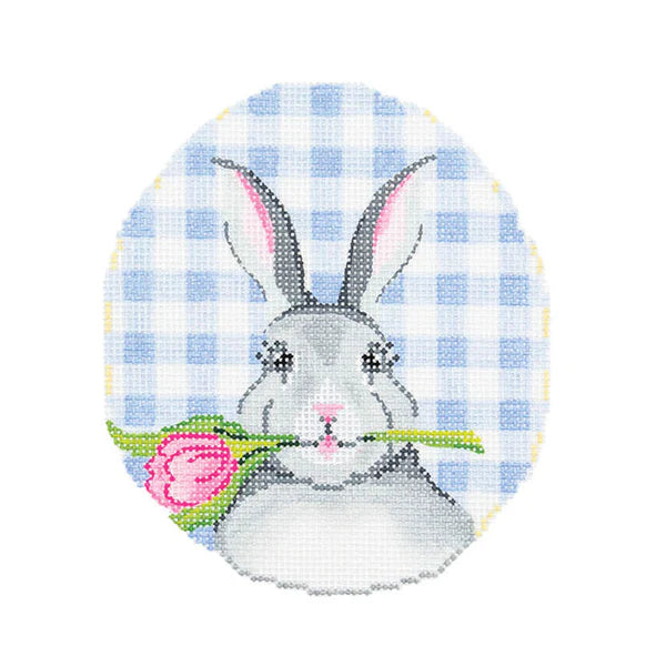 KEA71-18 - Bunny with Tulip on Blue Gingham