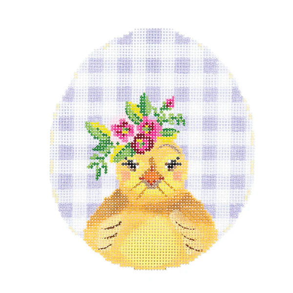 KEA72-18 - Chick with Flower Crown on Lilac Gingham