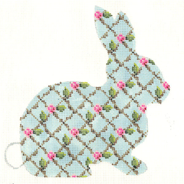 KEA85-18 - Aqua Hare with Rose Trellis Pattern