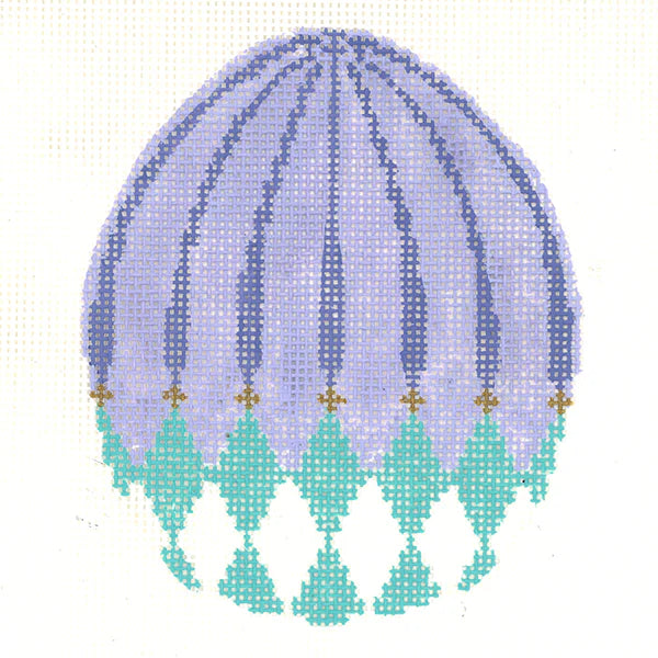 KEA88-18 - Turquoise Harlequin Egg with Lilac Stripes