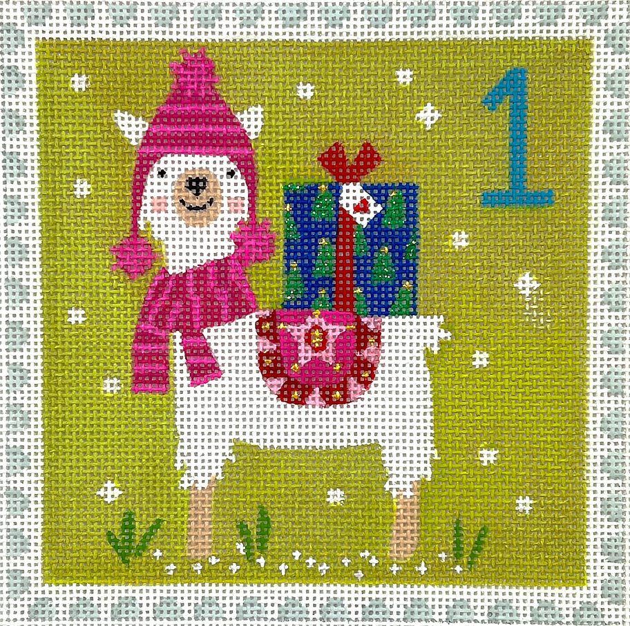 KH-PL-01 - Advent Stamp #1 - Llama with Gift - Peru