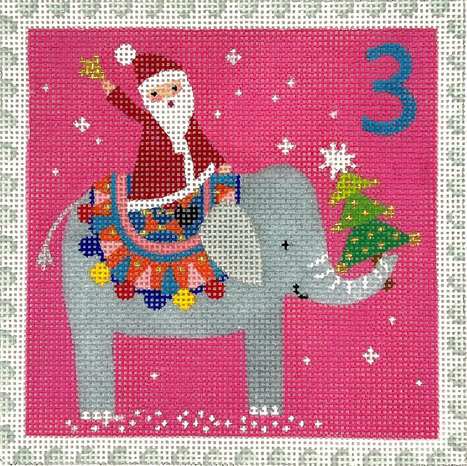 KH-PL-03 - Advent Stamp #3 - Santa on Elephant - India