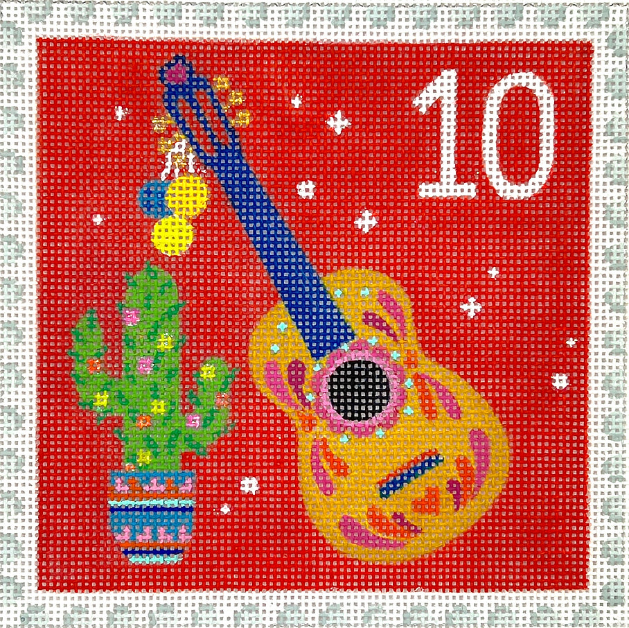 KH-PL-10 - Advent Stamp #10 - Cactus and Guitar - Mexico