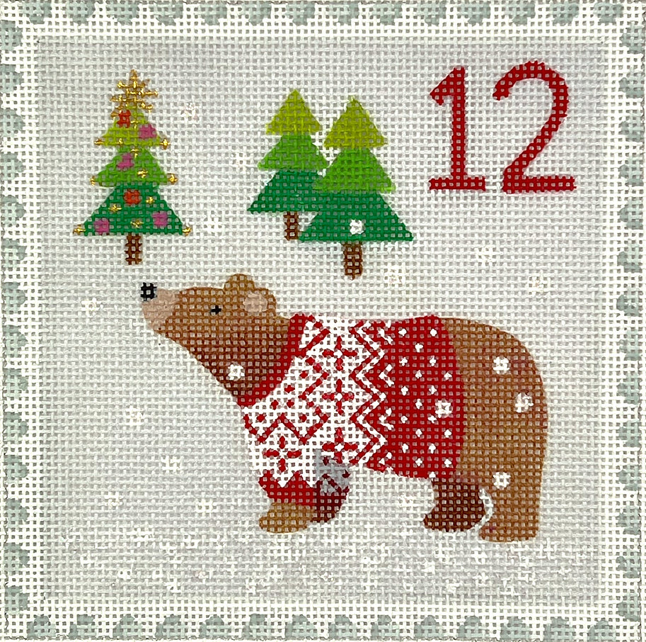 KH-PL-12 - Advent Stamp #12 - Bear in Sweater - Canada