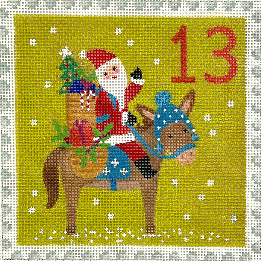 KH-PL-13 - Advent Stamp #13 - Santa on Donkey - Romania