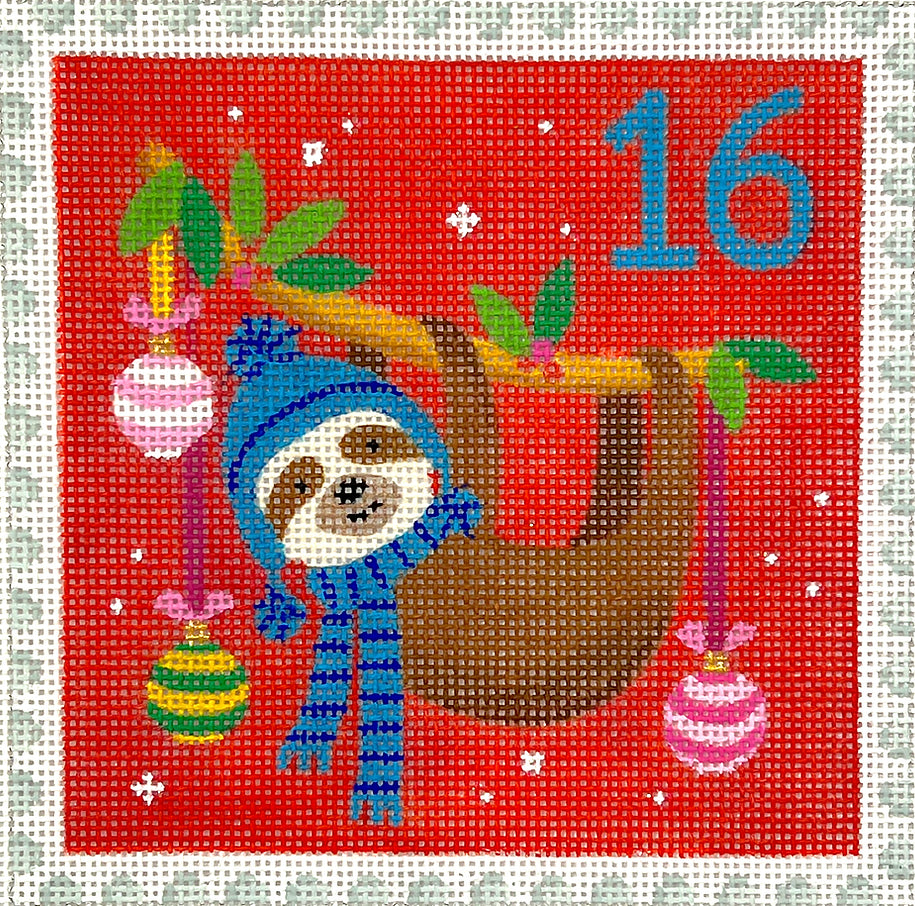 KH-PL-16 - Advent Stamp #16 - Sloth with Ornaments - Brazil