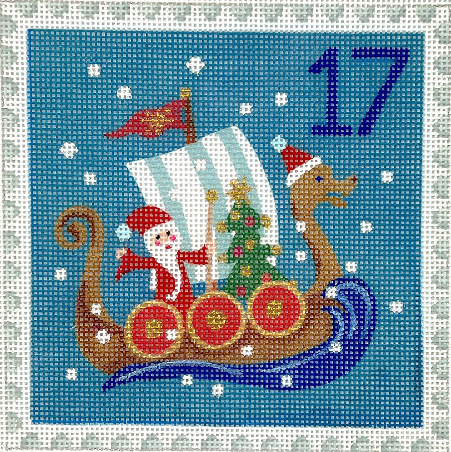 KH-PL-17 - Advent Stamp #17 - Santa in Dragon Boat