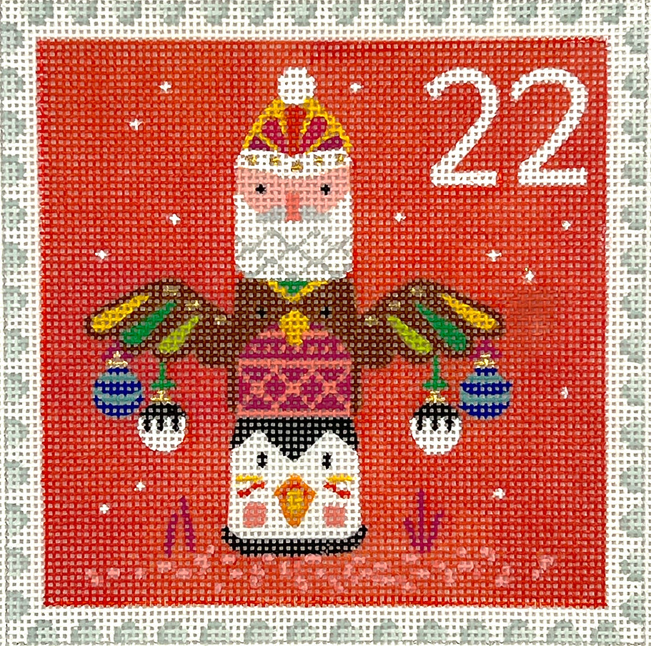 KH-PL-22 - Advent Stamp #22 - Totem Pole with Ornaments