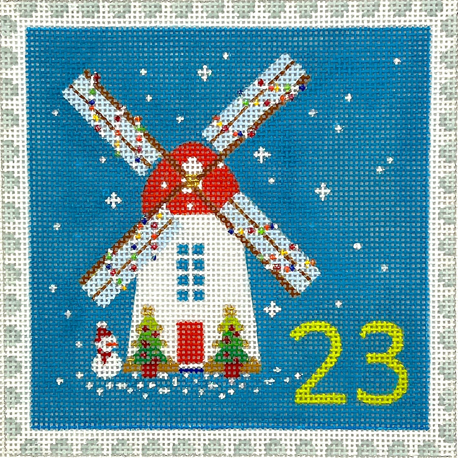 KH-PL-23 - Advent Stamp #23 - Windmill with Snowman - Holland