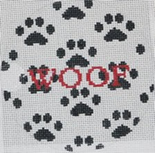 KK-O134 - Woof - Multi Paw Print - Black and Red