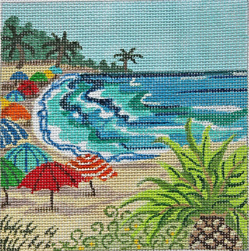 KL1140 - Tropical Beach Scene - Beach Umbrellas