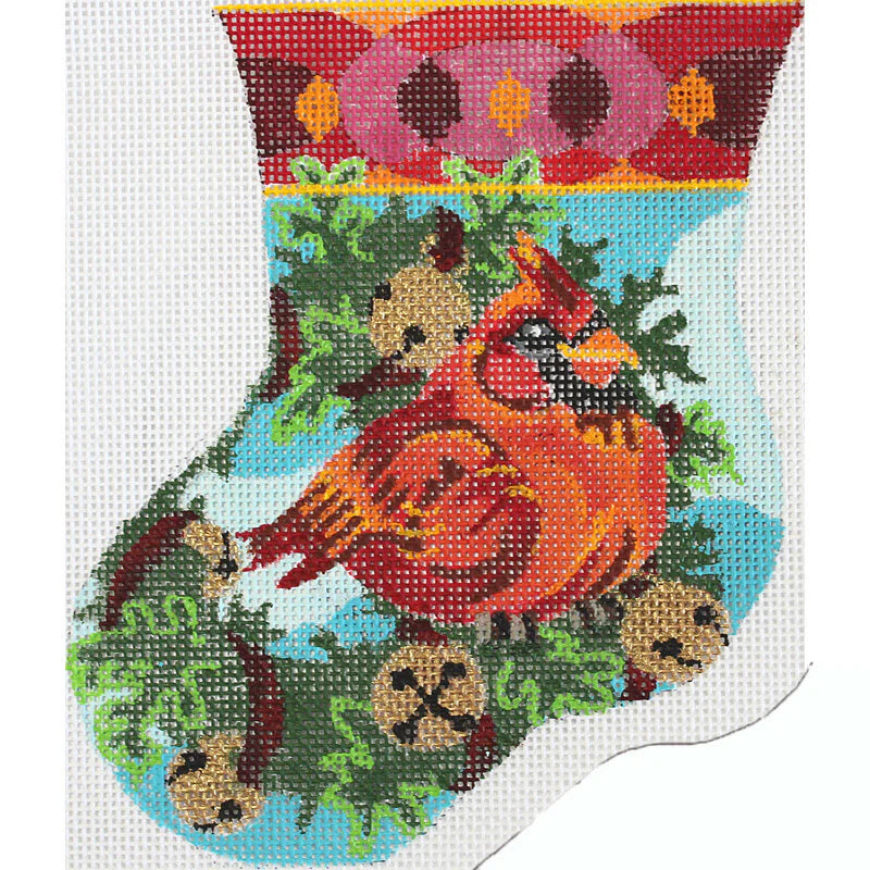 KL169-1 - Jolly Cardinal Sings "Jingle Bells" Mini Stocking