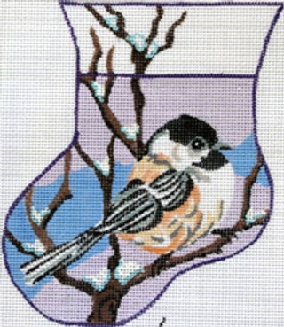 KL170-1 - Chickadee on Branch Mini Stocking