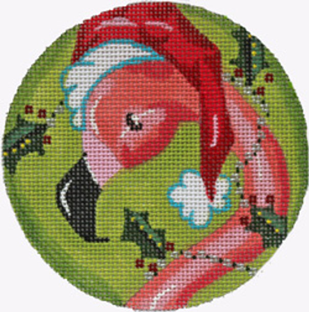 KL187 - Flamingo in Santa Hat Ornament