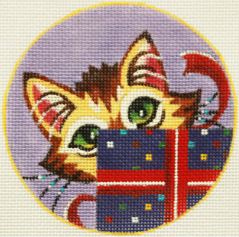 KL223 - Kitten with Purple Box Ornament