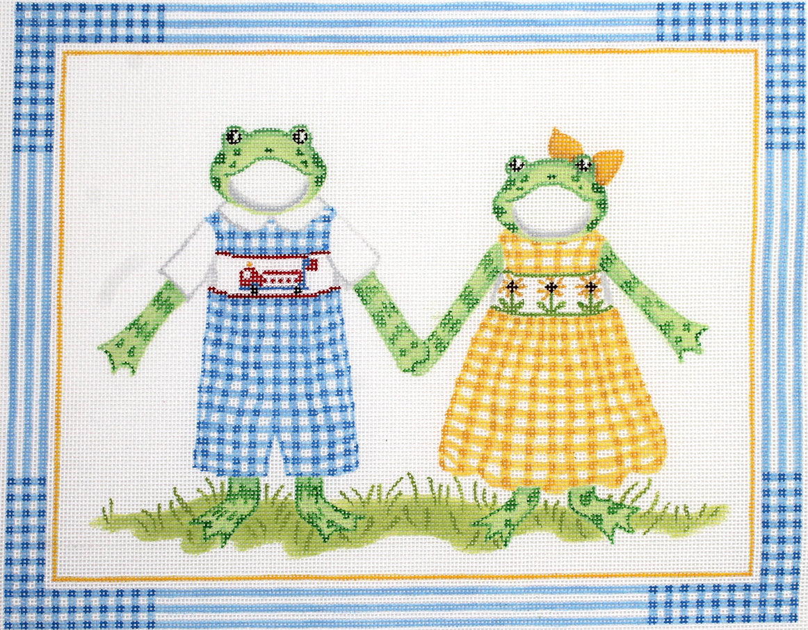 KR-PL-06 - Boy Frog in Blue Gingham and Girl Frog in Yellow Gingham