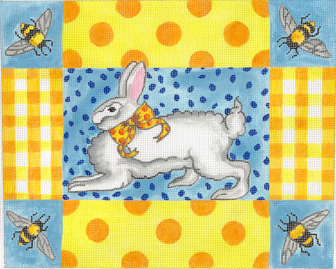 KR-PL-10 - Running Bunny with Bees, Gingham and Polka Dots