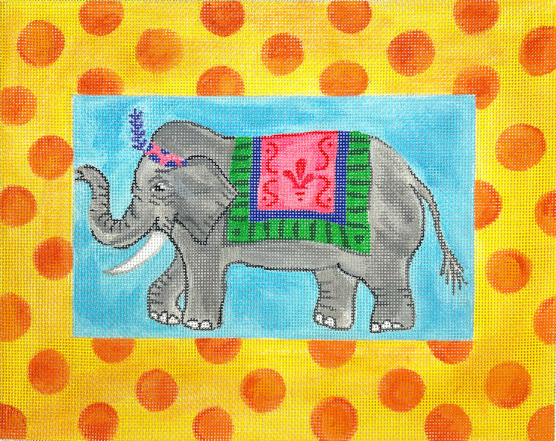 KR-PL-23 - Circus Elephant with Orange Spotted Yellow Border