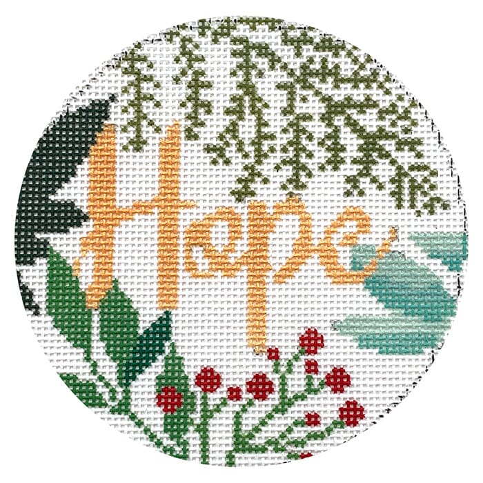 LL-ORN-07W - Botanical Hope Ornament - White/Gold