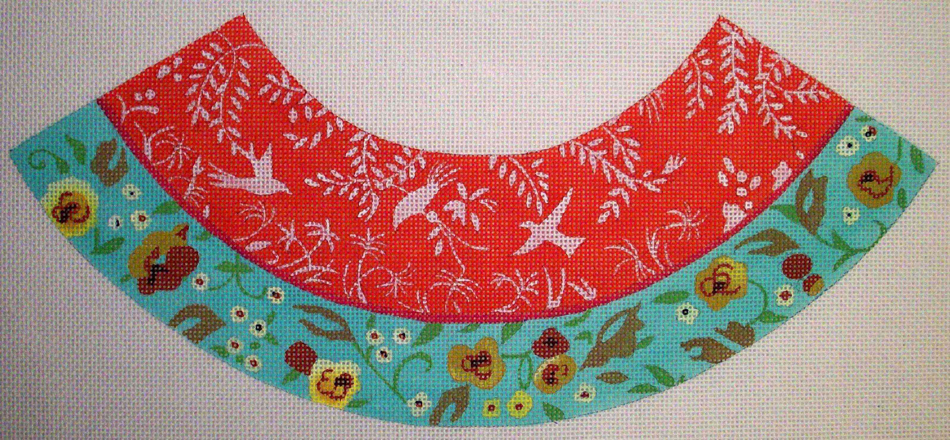 LA553 - Birds on Red with Flowers Lampshade