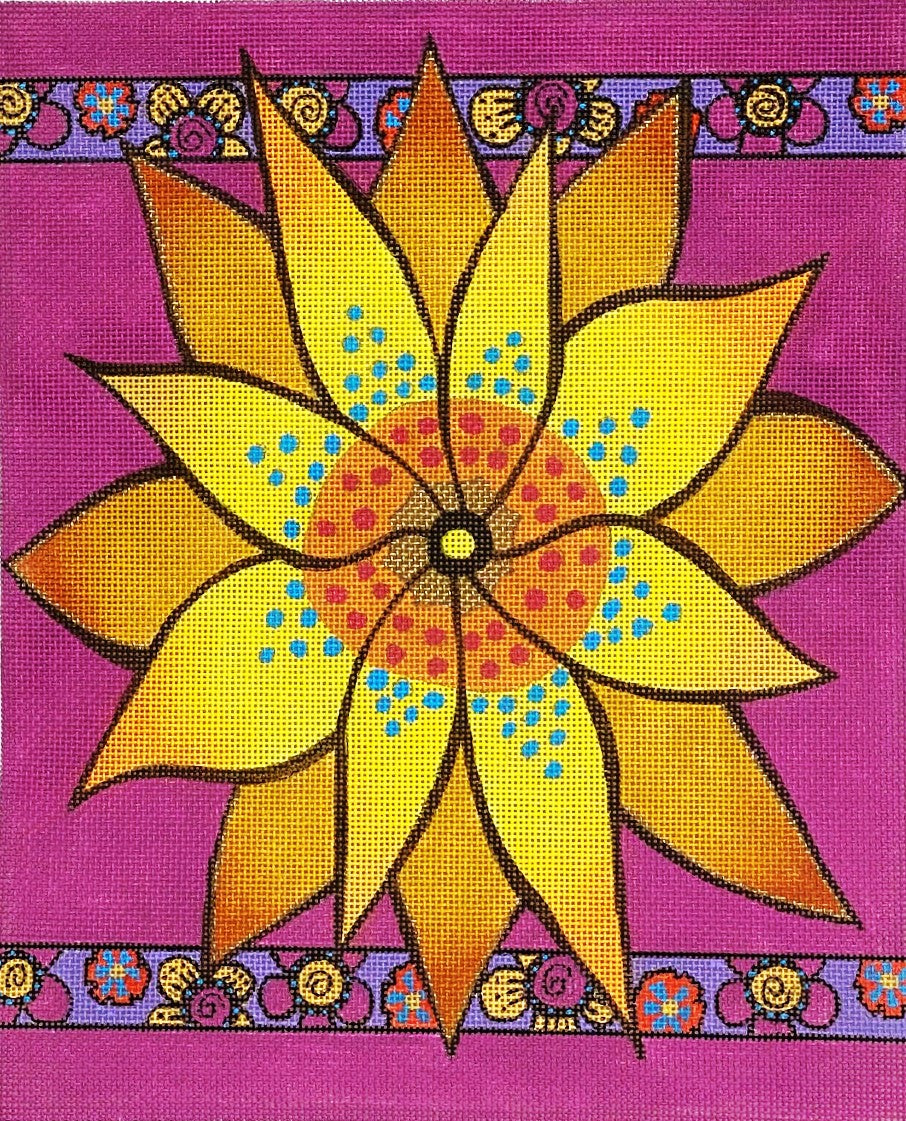 LB-149 - Yellow Flower with Purple Borders