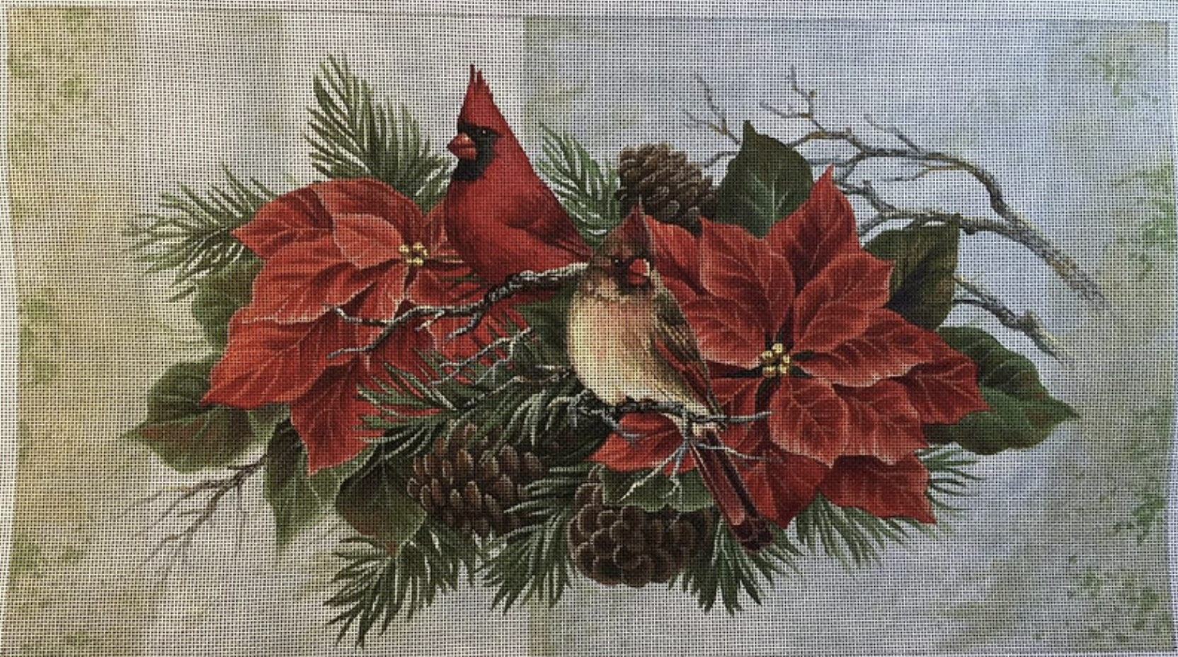 LGDP507 - Cardinals in Poinsettias