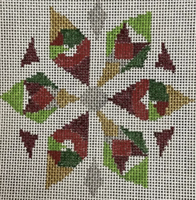 LL-ORN-03B - Geometric Snowflake Ornament - Red/Gold
