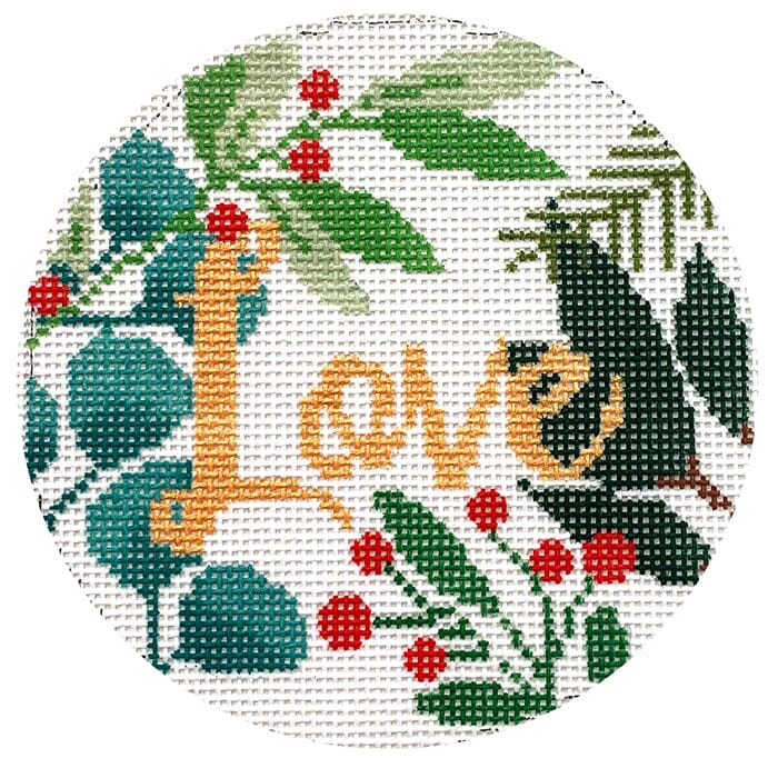 LL-ORN-09W - Botanical Love Ornament - White/Gold
