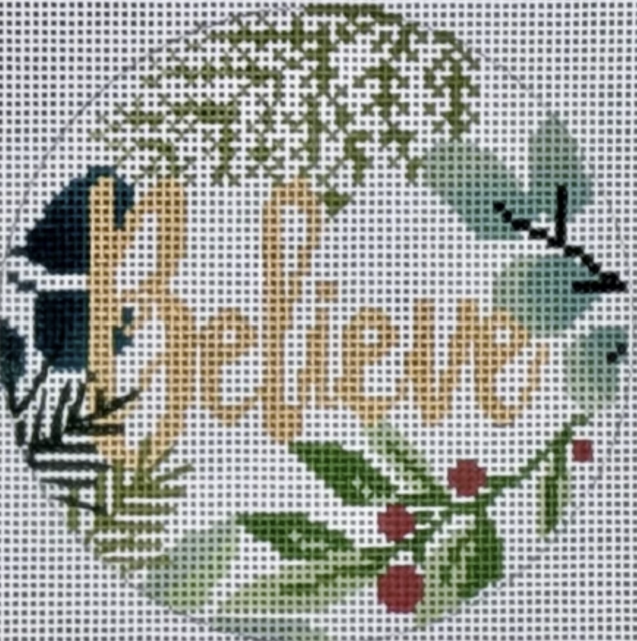 LL-ORN-28W - Botanical Believe Ornament - White/Gold