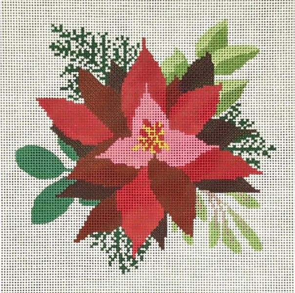 LL-PW-16 - Red Poinsettia on White Background Pillow