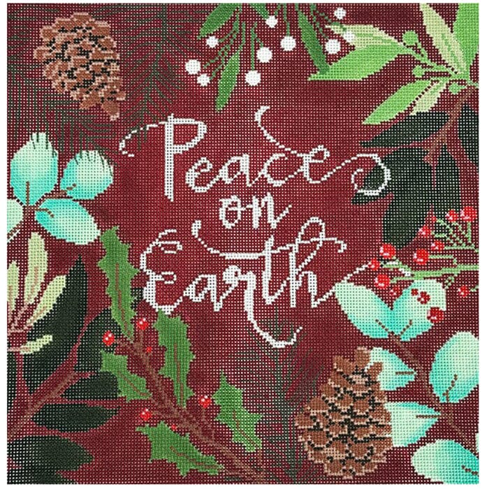 LL-PW-5A - Botanical Red Peace on Earth Pillow