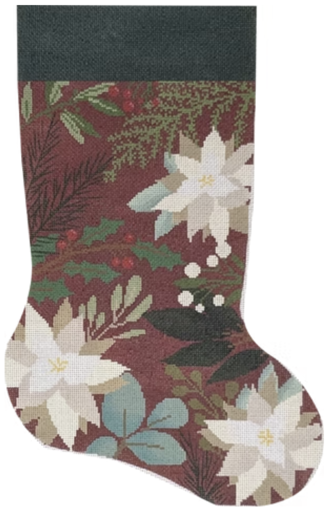 LL-ST-01C - Red Stocking with White Flowers