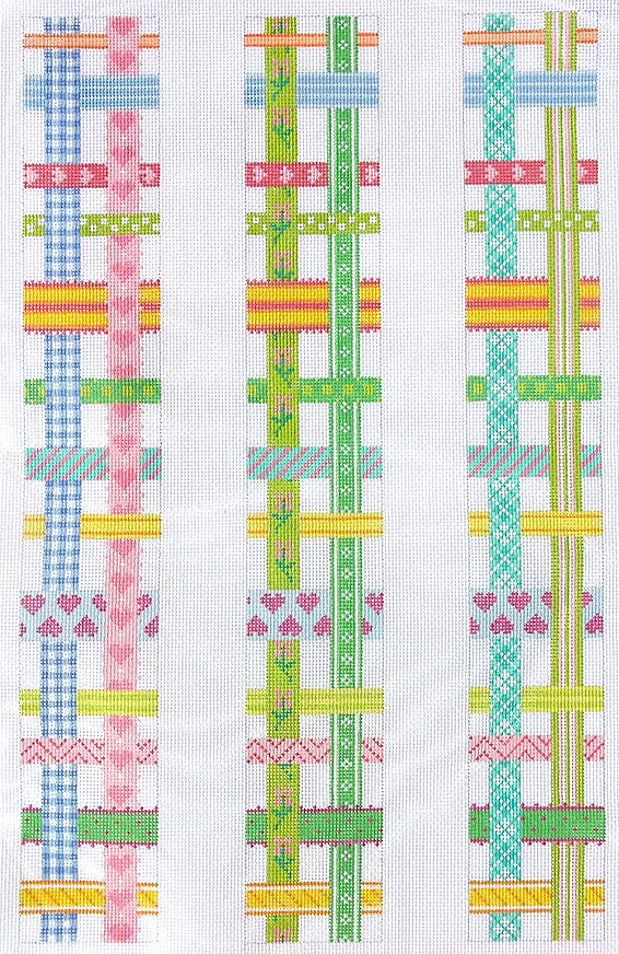 LUG-01 - Luggage Straps - Woven Ribbons - Multi on White