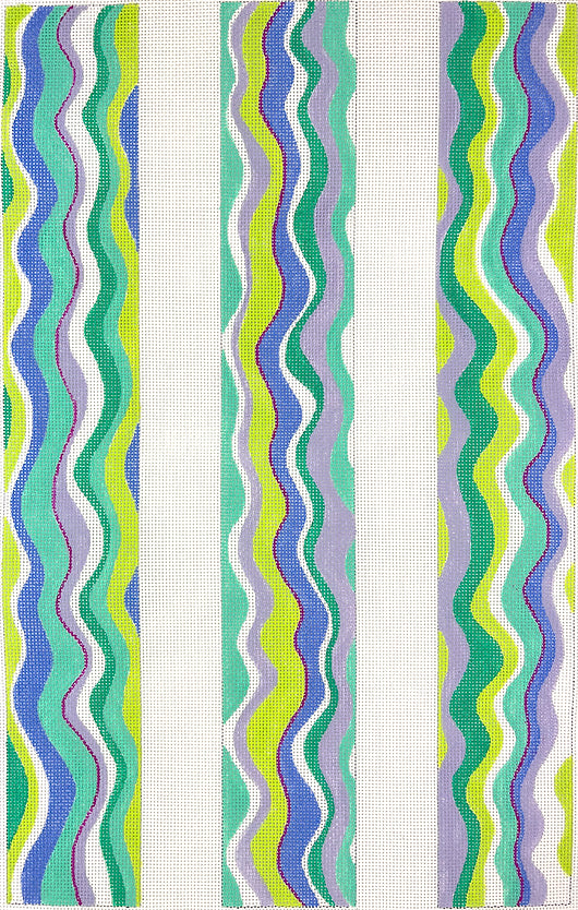 LUG-03 - Luggage Straps - Pucci-Inspired Wavy Lines - Blues, Greens and Purples