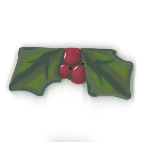 Large Holly Sprig Button