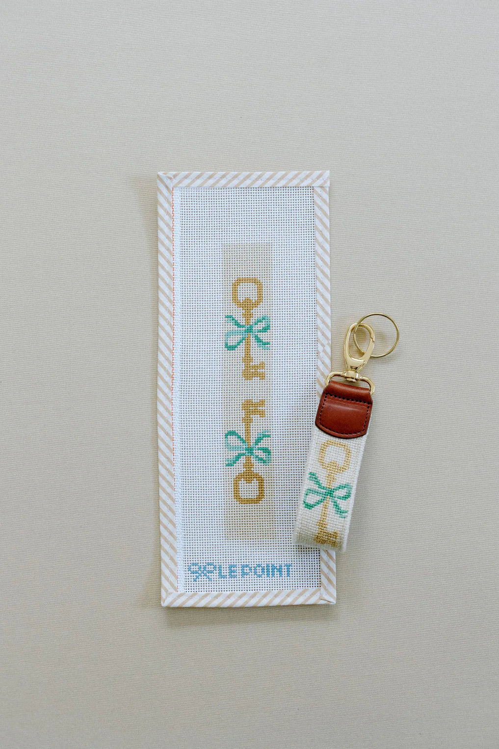 Key Keychain Ivory & Green
