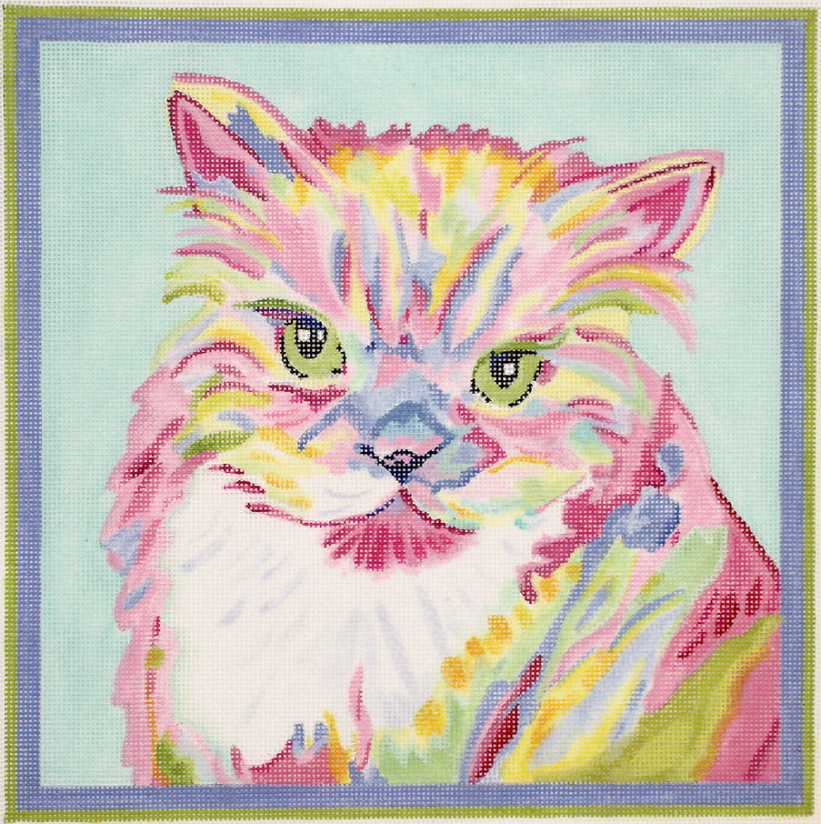 MC-PL-03 - Persian Cat - Bright Pastels on Light Aqua