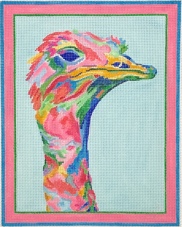 MC-PL-18 - Ostrich - Pinks, Greens, Blues and Golden Yellow