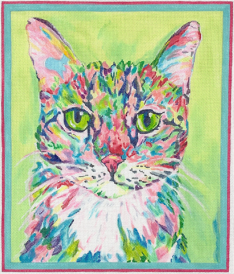 MC-PL-21 - Calico Cat - Multi on Soft Greens