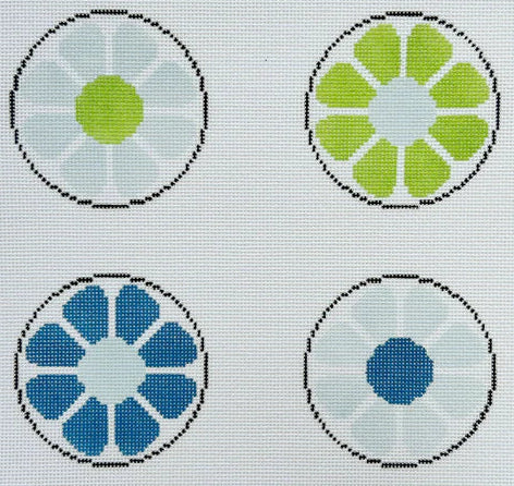 MD-64.01 - Floral Coasters - Blue and Green